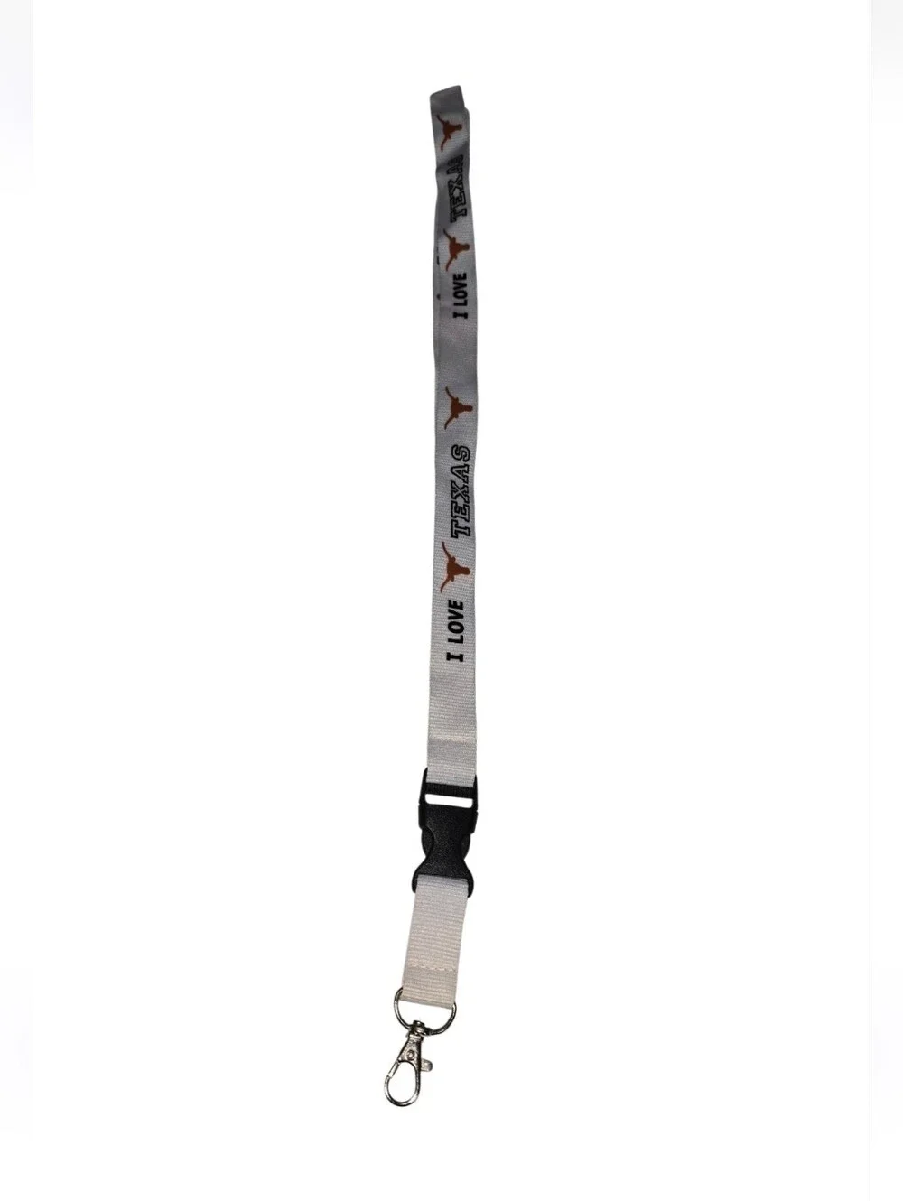 #07 I Love Texas Gray Lanyard with Key Clip